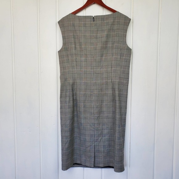 Lafayette 148 Sz 12 Black White Check Wool Semi Fitted Lined Sheath Dress - Picture 4 of 9